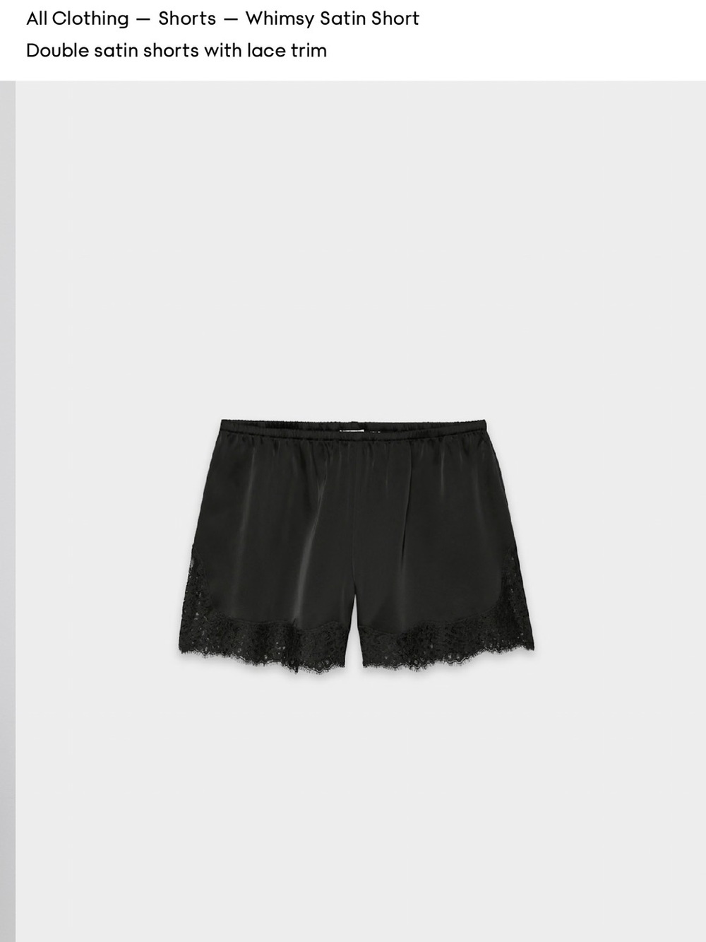 Wilfred Black Satin Lace Trim Shorts